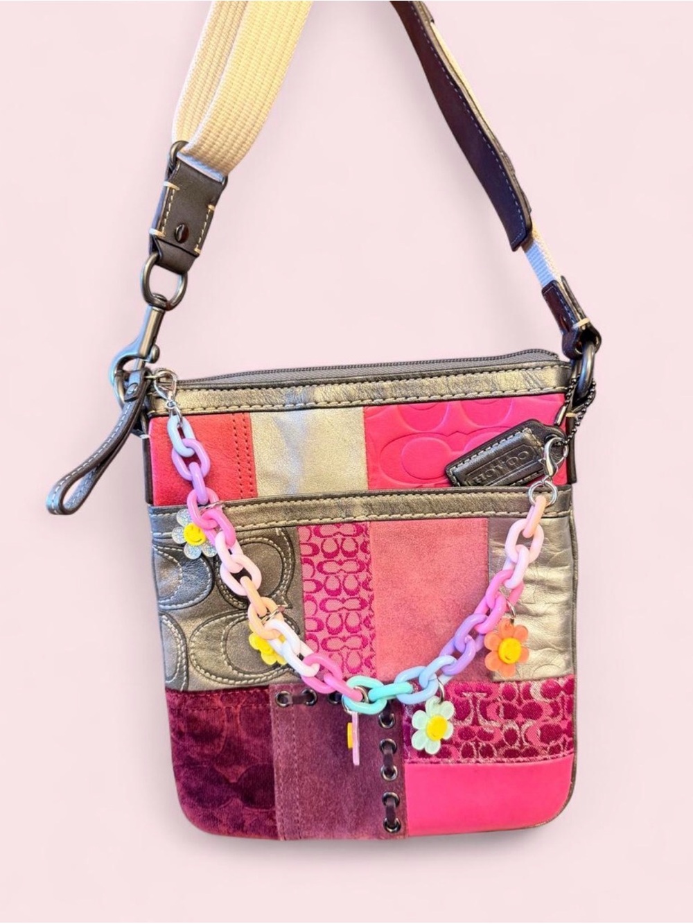 Coach Y2K Patchwork Crossbody Bag in Pink